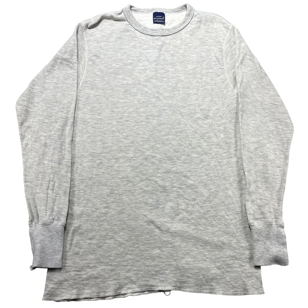 Duofold Thermal Shirt Mens M Gray Wool Cotton Long Sleeve Made USA Undershirt